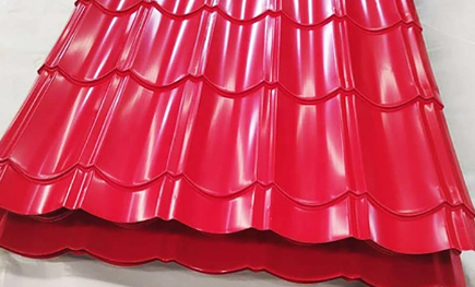 Colored corrugated metal roofing